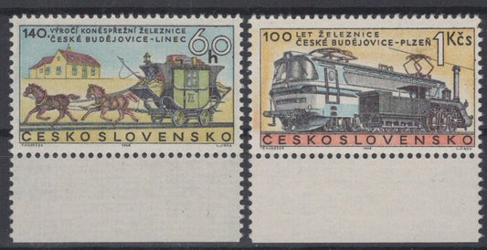 Czechoslovakia 1556-1557 MNH Transportation Horses Trains ZAYIX STAMPS 0425S0213