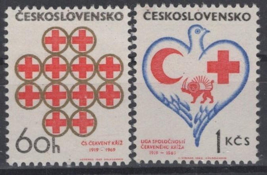 Czechoslovakia 1601-1602 MNH Red Cross Dove Heart ZAYIX STAMPS 0425S0225