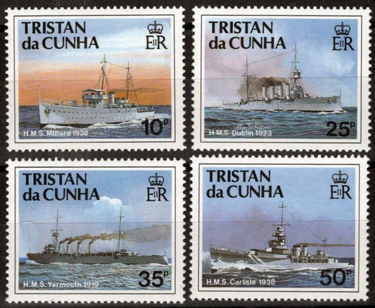 Tristan da Cunha 491-494 MNH Royal Navy Warships Military Ships ZAYIX 111022S89