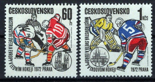 Czechoslovakia 1811-1812 MNH Ice Hockey Sports Games ZAYIX STAMPS 0425S0279