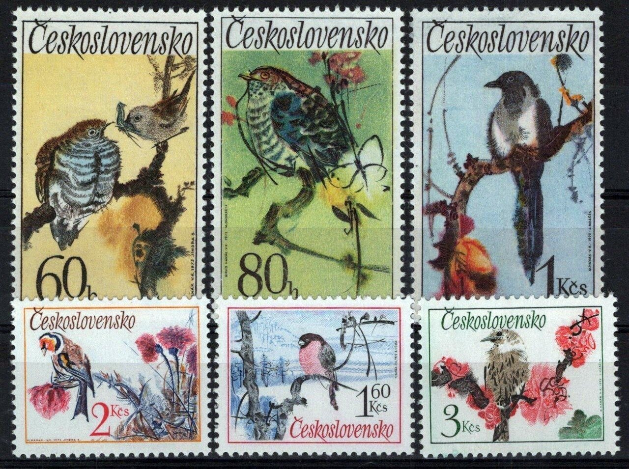Czechoslovakia 1852-1857 MNH Songbirds Goldfinch Warbler ZAYIX STAMPS 0425S0288