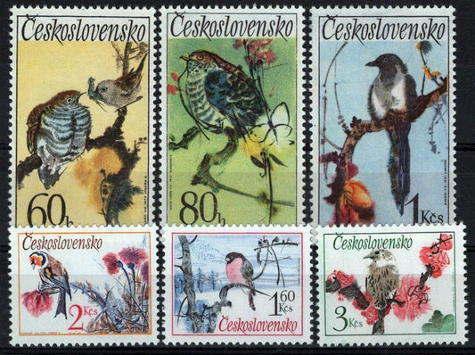Czechoslovakia 1852-1857 MNH Songbirds Goldfinch Warbler ZAYIX STAMPS 0425S0288
