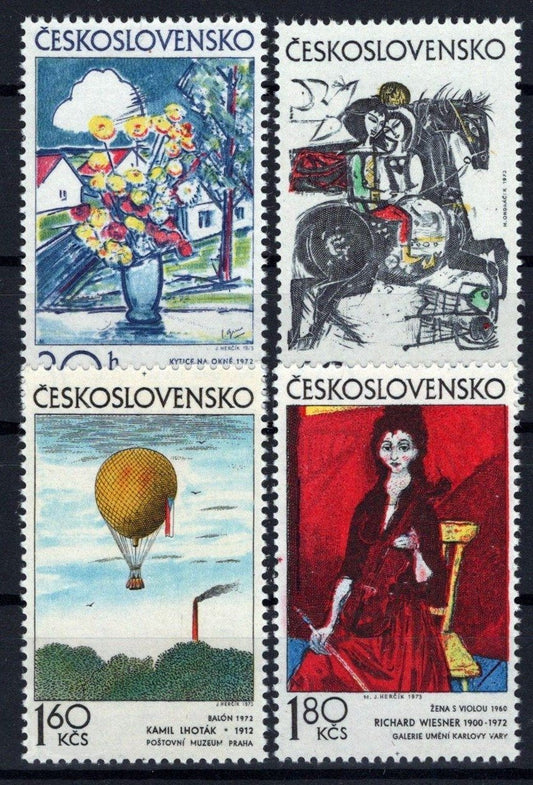 Czechoslovakia 1859-1862 MNH Paintings Art Flowers Horses ZAYIX STAMPS 0425S0287