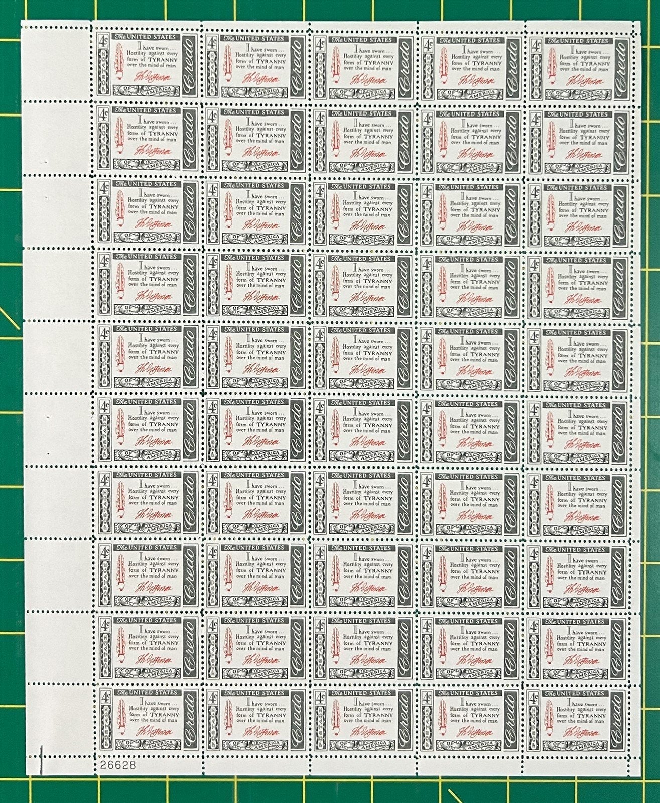US 1139 MNH Sheet 4c American Credo George Washington ZAYIX STAMPS 0725L1419