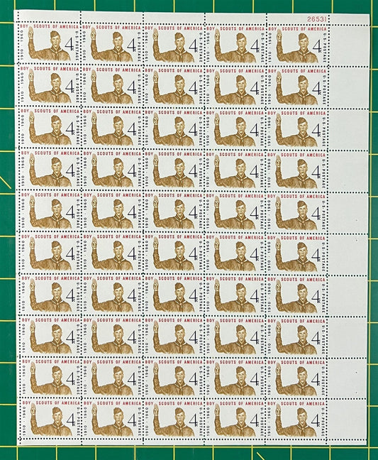 US 1145 MNH Sheet 4c Boy Scout Jubilee ZAYIX STAMPS 0725L1424