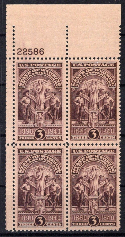 United States 897 MNH Plate Block Wyoming Statehood ZAYIX STAMPS 0725S1462