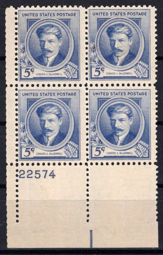 United States 882 MNH Plate Block Edward MacDowell ZAYIX STAMPS 0725S1448