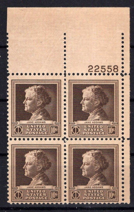 United States 878 MNH Plate Block Jane Addams ZAYIX STAMPS 0725S1444