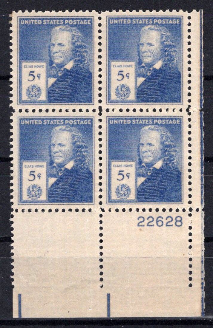 United States 892 MNH Plate Block Elias Howe ZAYIX STAMPS 0725S1457