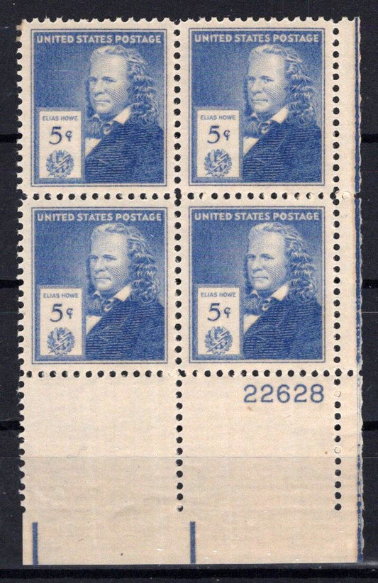 United States 892 MNH Plate Block Elias Howe ZAYIX STAMPS 0725S1457