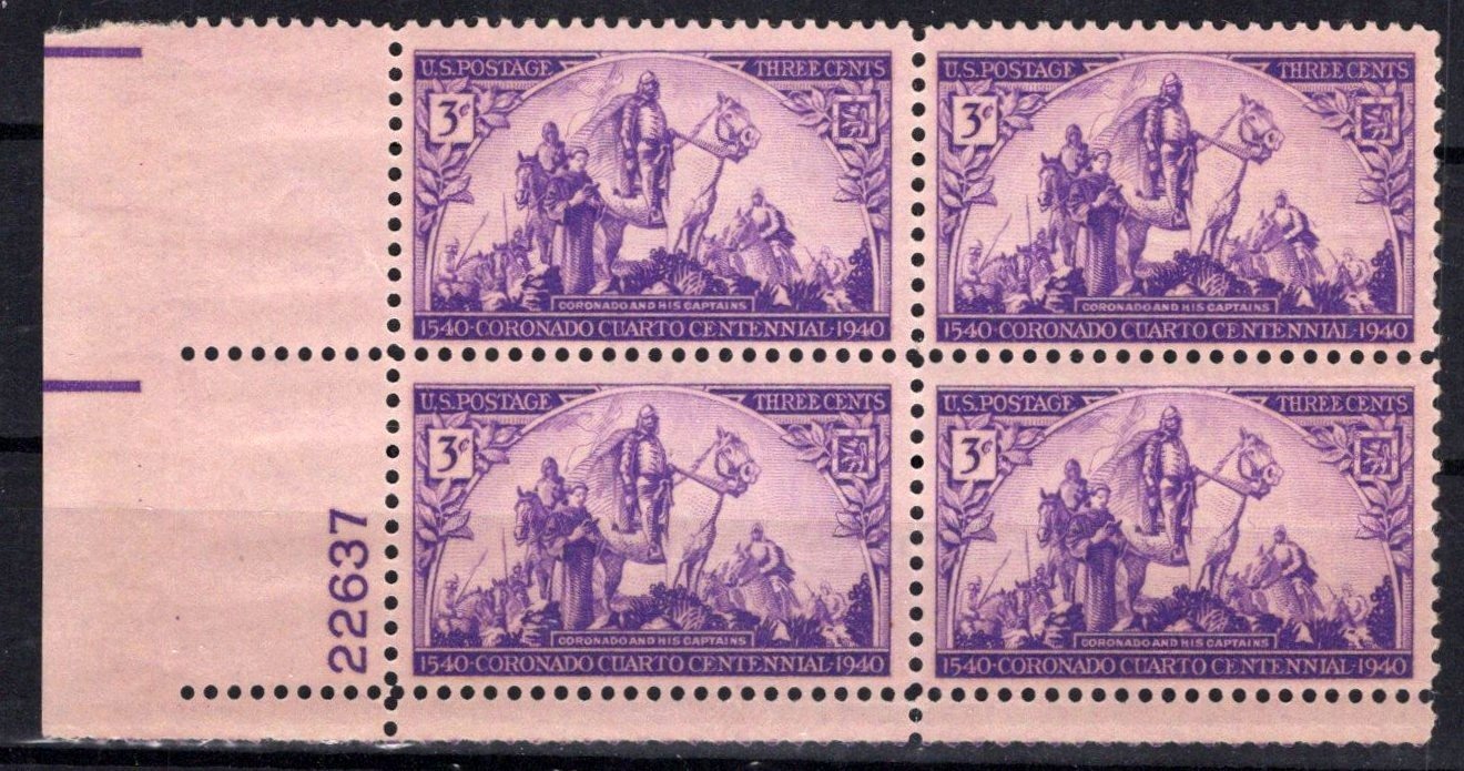 United States 898 MNH Plate Block Coronado Expedition ZAYIX STAMPS 0725S1463