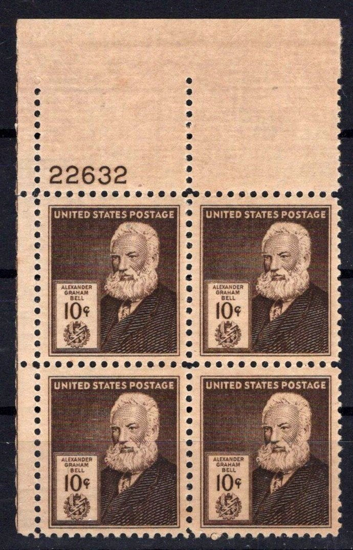 United States 893 MNH Plate Block Alexander Graham Bell ZAYIX STAMPS 0725S1458