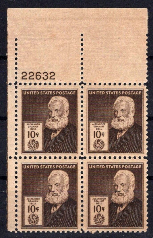 United States 893 MNH Plate Block Alexander Graham Bell ZAYIX STAMPS 0725S1458