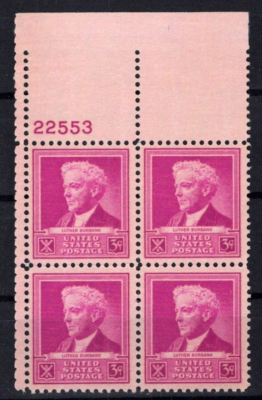 United States 876 MNH Plate Block Luther Burbank ZAYIX STAMPS 0725S1442