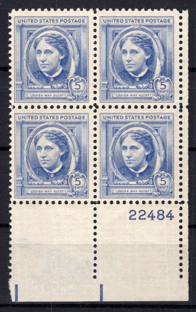 United States 862 MNH Plate Block Louisa May Alcott ZAYIX STAMPS 0725S1432