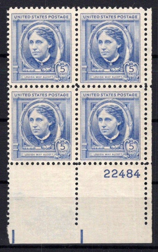 United States 862 MNH Plate Block Louisa May Alcott ZAYIX STAMPS 0725S1432
