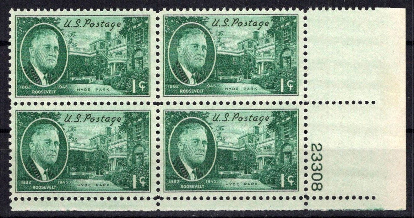 United States 930 MNH Plate Block Franklin D. Roosevelt ZAYIX STAMPS 0725S1482