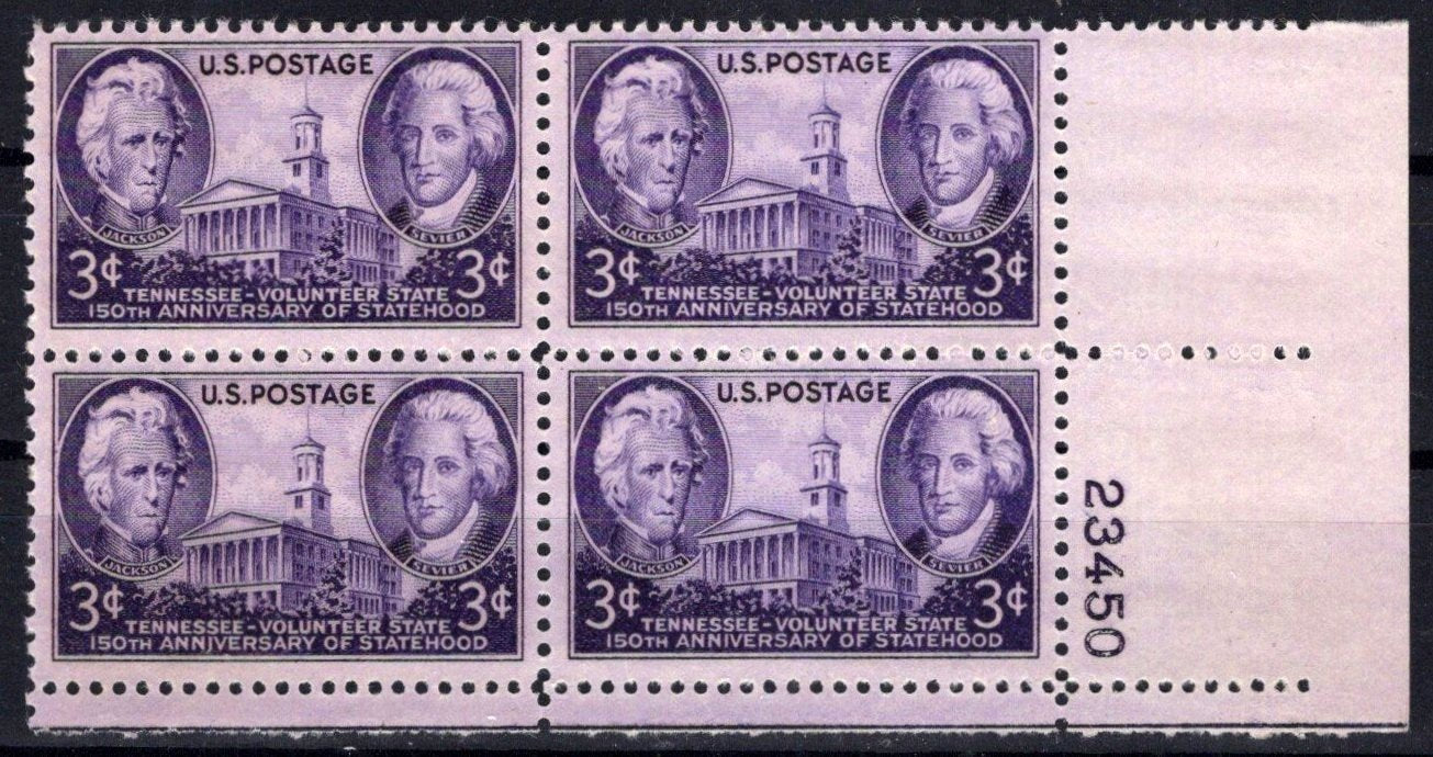 United States 941 MNH Plate Block Tennessee Statehood ZAYIX STAMPS 0725S1493