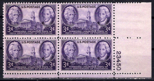 United States 941 MNH Plate Block Tennessee Statehood ZAYIX STAMPS 0725S1493