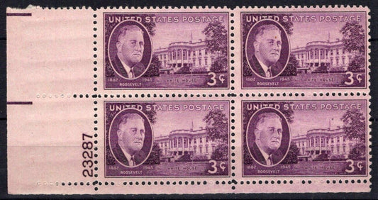 United States 932 MNH Plate Block Franklin D. Roosevelt ZAYIX STAMPS 0725S1484