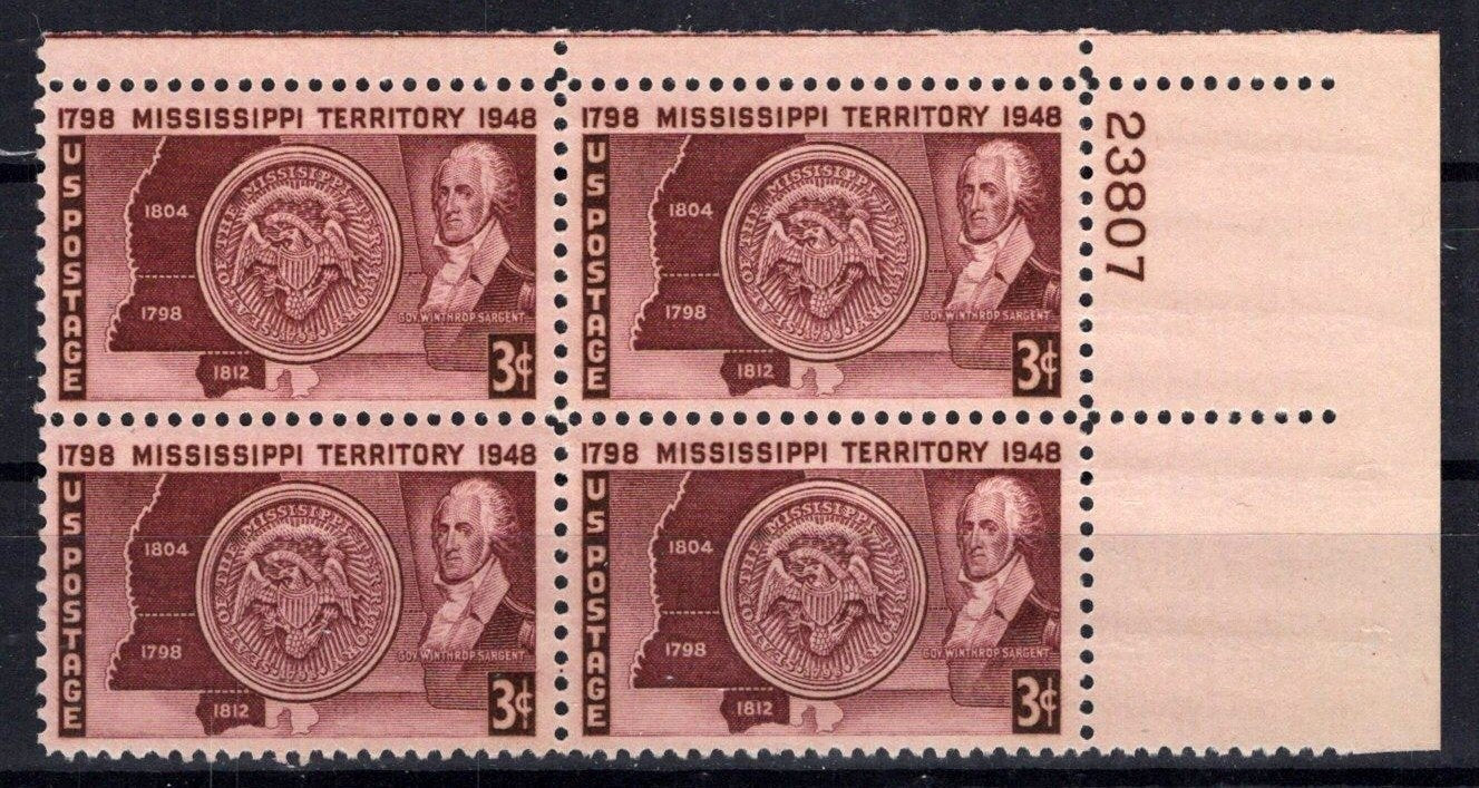 United States 955 MNH Plate Block Mississippi Territory ZAYIX STAMPS 0725S1506