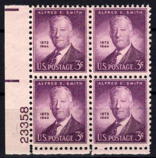 United States 937 MNH Plate Block Alfred E. Smith ZAYIX STAMPS 0725S1489