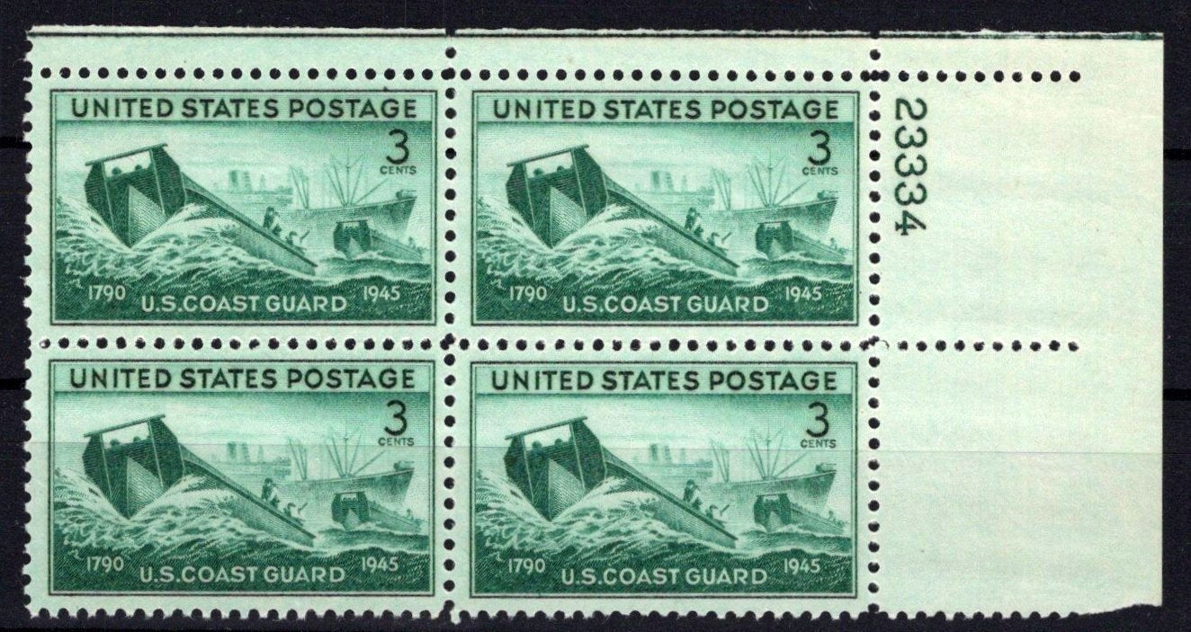 United States 936 MNH Plate Block Coast Guard Issue ZAYIX STAMPS 0725S1488