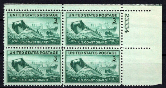 United States 936 MNH Plate Block Coast Guard Issue ZAYIX STAMPS 0725S1488