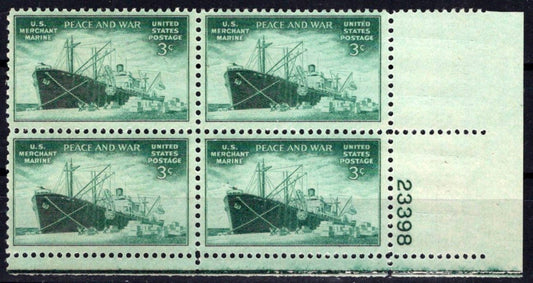 United States 939 MNH Plate Block Merchant Marine Issue ZAYIX STAMPS 0725S1491