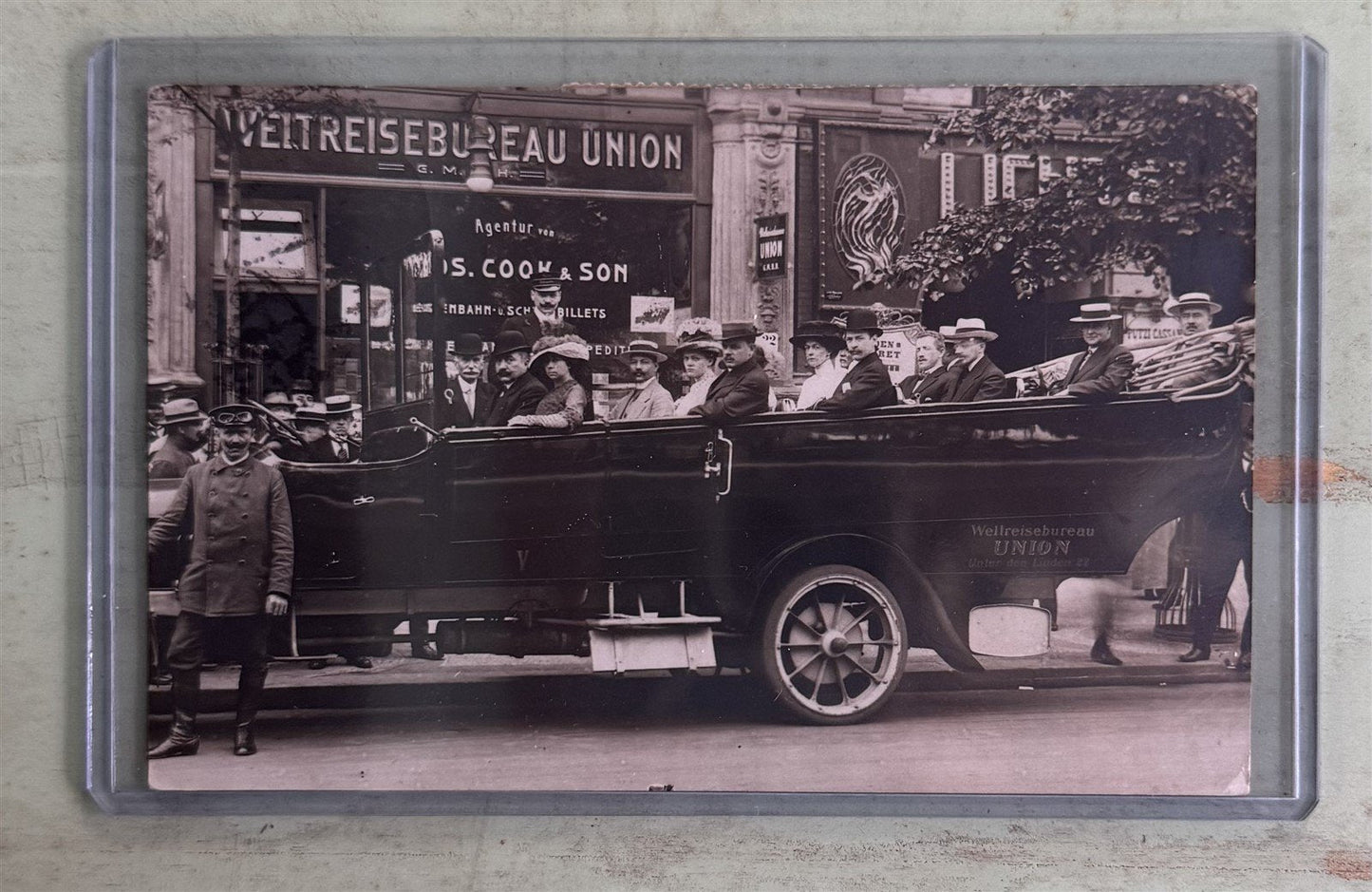 US Postage Due RPPC Jitney Automobile Tour Bus Berlin Germany ZAYIX 0825M1549