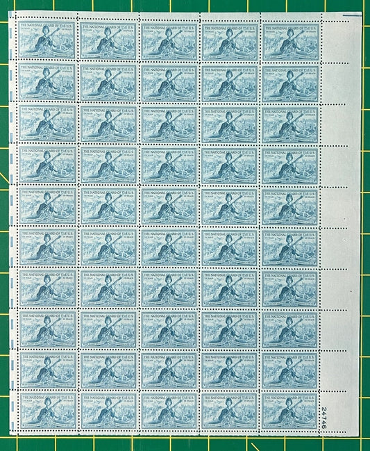 US 1017 MNH Sheet 3 Cent National Guard of US ZAYIX 0825L1586