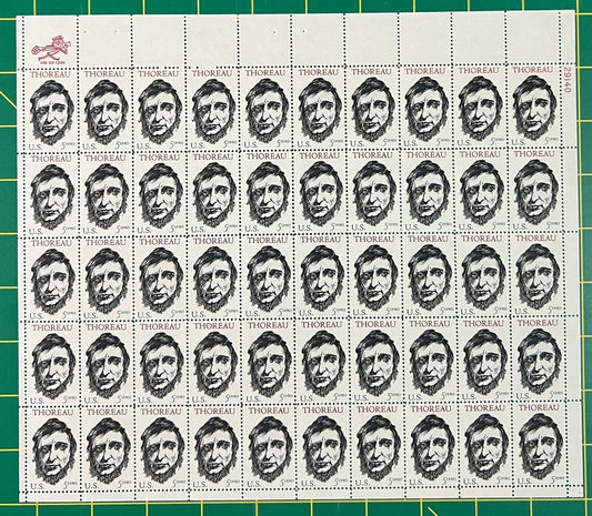 US 1327 MNH Sheet 5 Cent Henry David Thoreau Writer ZAYIX 0825L1567