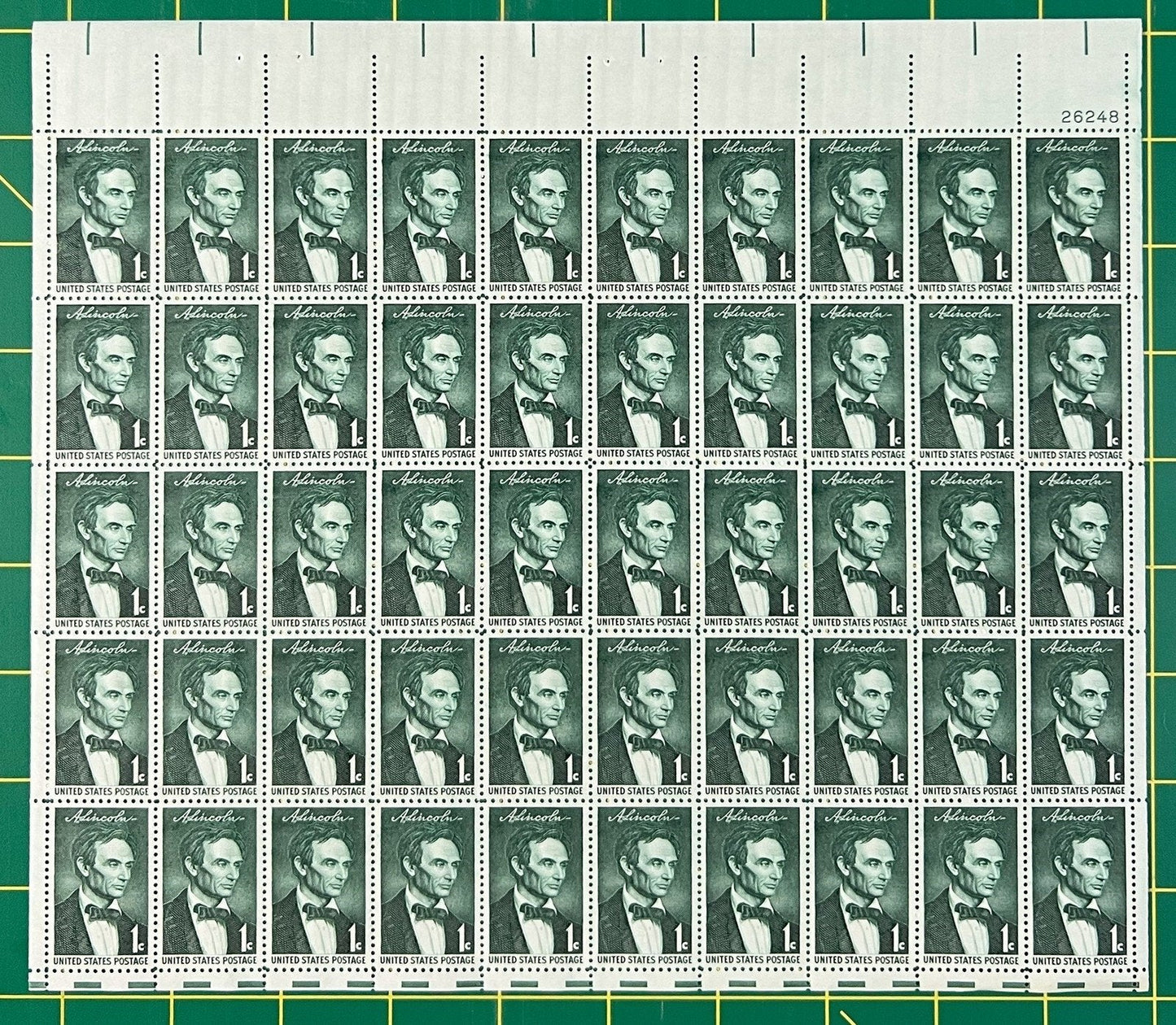 US 1113 MNH Sheet 1 Cent  Abraham Lincoln Beardless ZAYIX 0825L1598