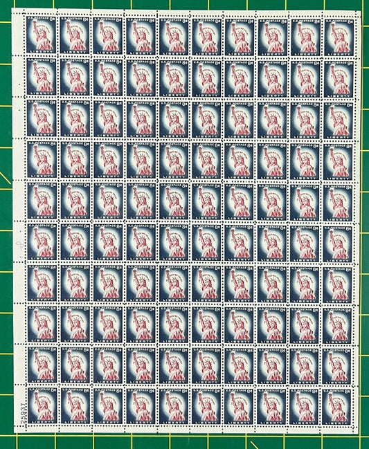 US 1042 MNH Sheet 8 Cent Statue of Liberty Redrawn ZAYIX 0825L1602