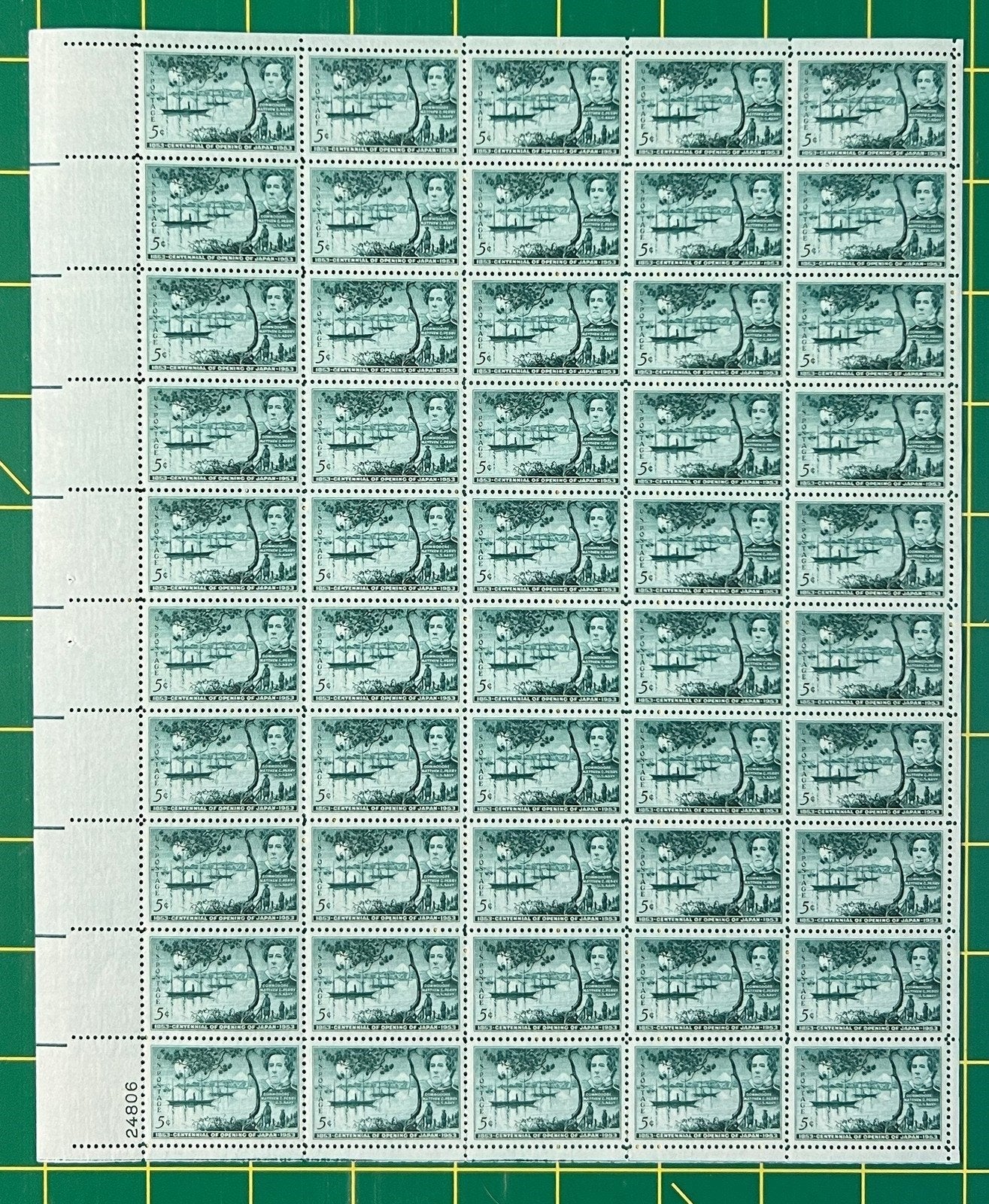 US 1021 MNH Sheet 5 Cent Commodore Matthew Perry ZAYIX 0825L1590