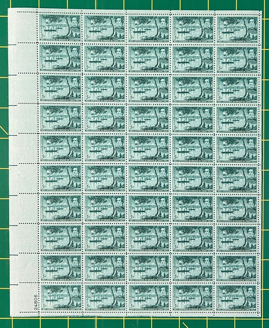 US 1021 MNH Sheet 5 Cent Commodore Matthew Perry ZAYIX 0825L1590