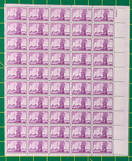US 1027 MNH Sheet 3 Cent New York City 300 Anniv. Ships ZAYIX 0825L1596