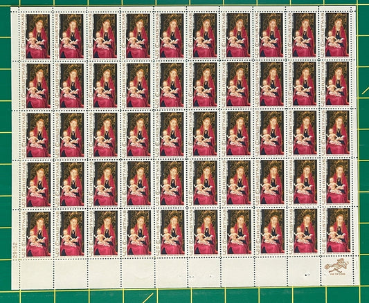 US 1336 MNH Sheet 5 Cent Madonna by Memling Xmas ZAYIX 0825L1579