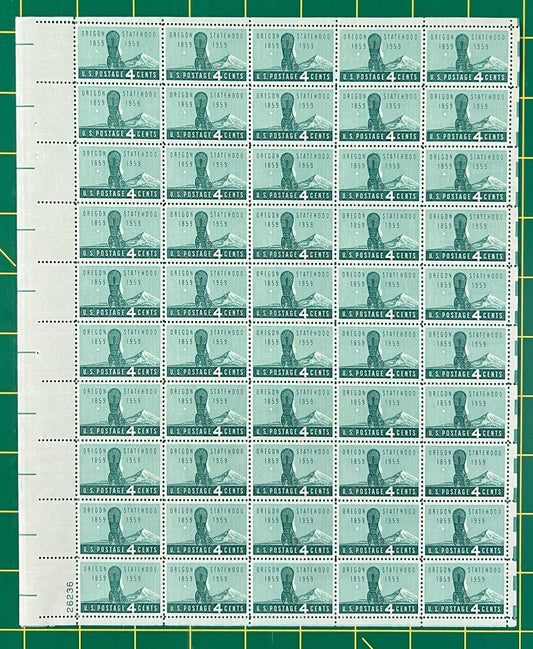 US 1124 MNH Sheet 4 Cent Oregon Statehood 100th Anniv. ZAYIX 0825L1600