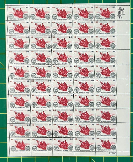 US 1261 MNH Sheet 5 Cent Battle of New Orleans ZAYIX 0825L1554
