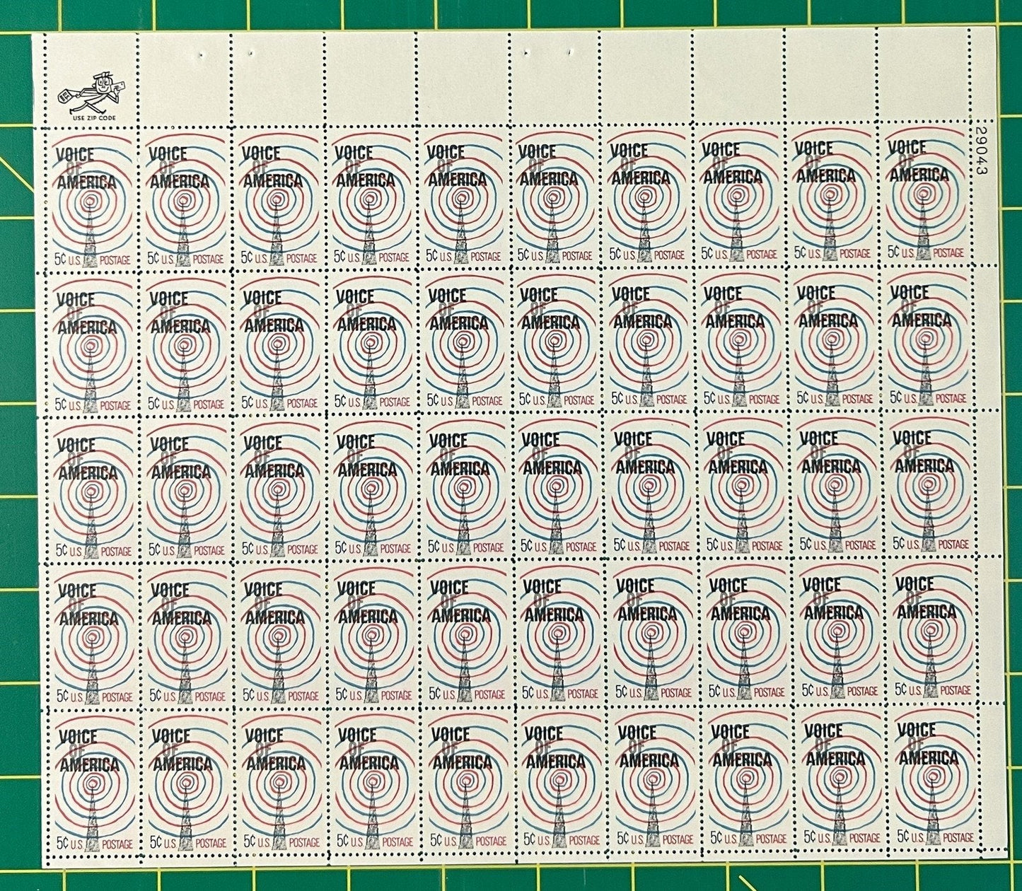 US 1329 MNH Sheet 5 Cent Voice of America ZAYIX 0825L1570