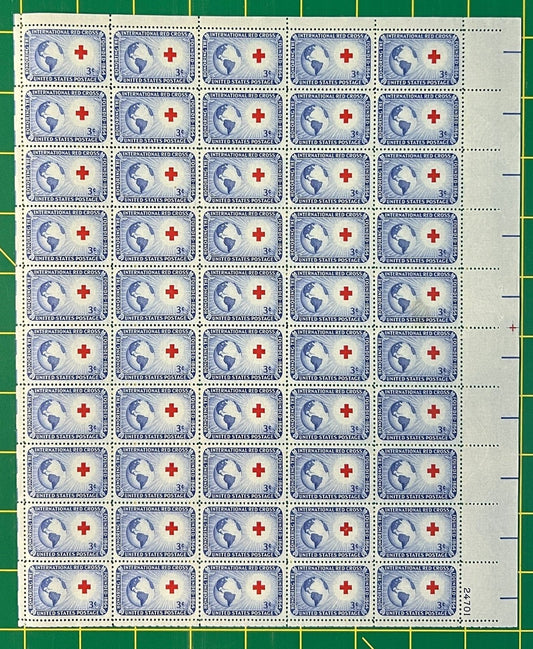 US 1016 MNH Sheet 3 Cent International Red Cross ZAYIX 0825L1585
