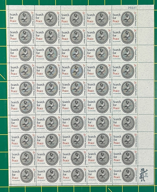 US 1326 MNH Sheet 5 Cent Search For Peace Dove ZAYIX 0825L1566
