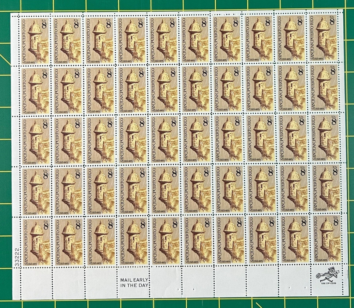 US 1437 MNH Sheet 8 Cent San Juan Puerto Rico ZAYIX 0825L1564