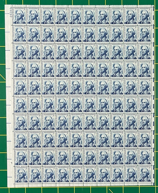 US 1283 MNH Sheet 5 Cent George Washington Dirty Face, untagged ZAYIX 0825L1556