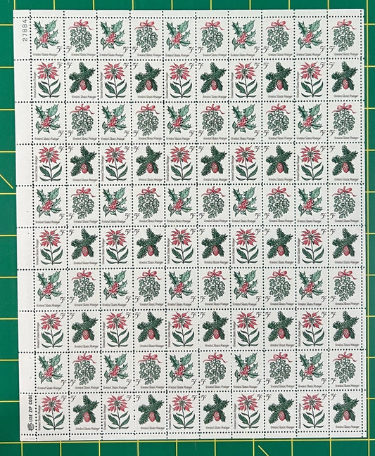US 1254-1257a MNH Sheet 5 Cent Christmas Flowers ZAYIX 0825L1552