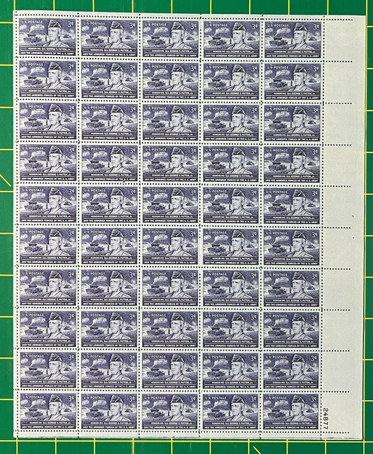 US 1026 MNH Sheet 3 Cent General George Patton ZAYIX 0825L1595