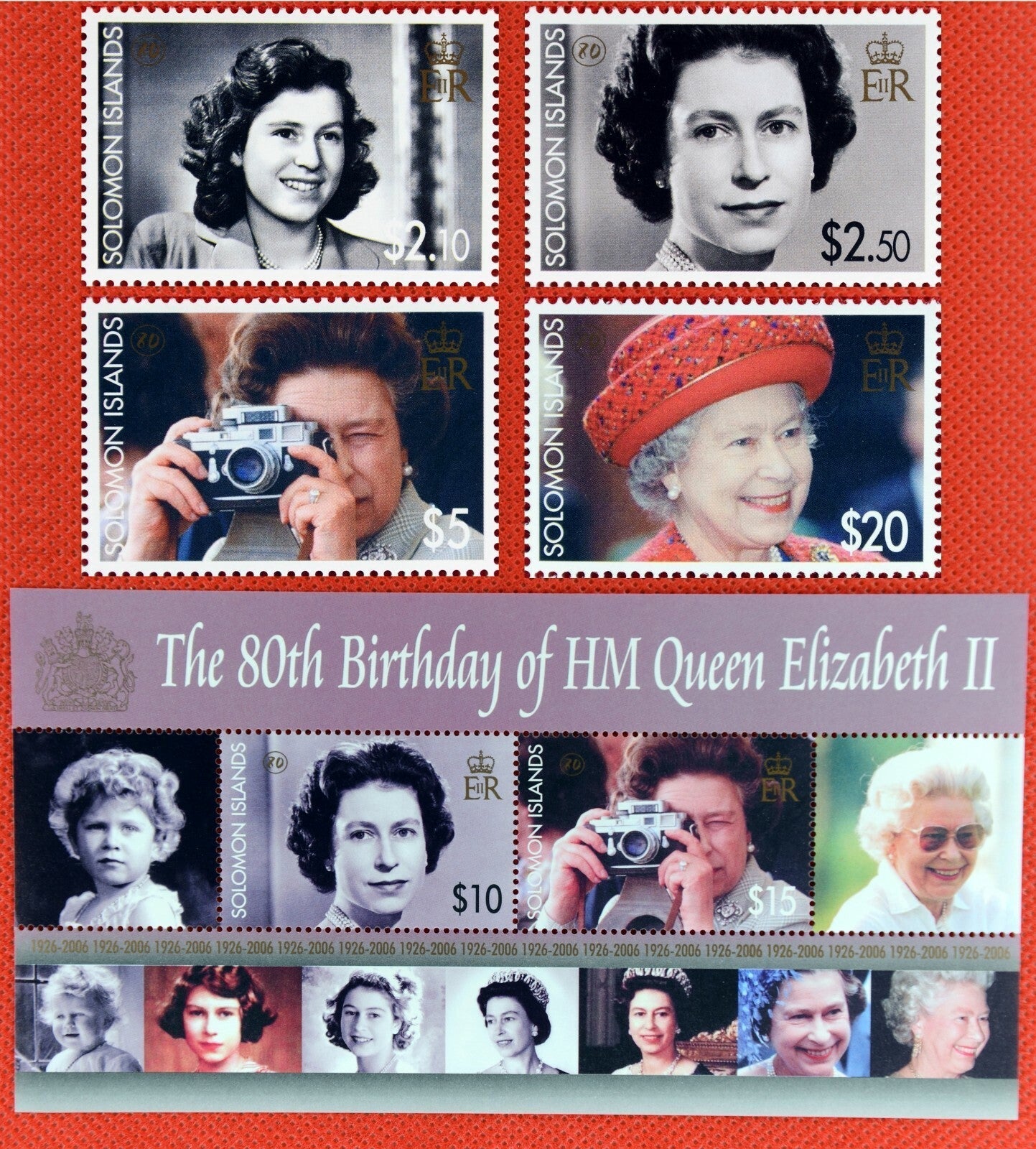 Solomon Islands 1039-1043 MNH Set + SS QEII 80th Birthday ZAYIX 071922SM03M