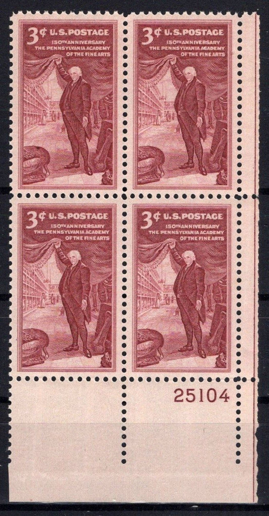 United States 1064 MNH Plate Block Pennsylvania Academy Arts ZAYIX 0825S1657
