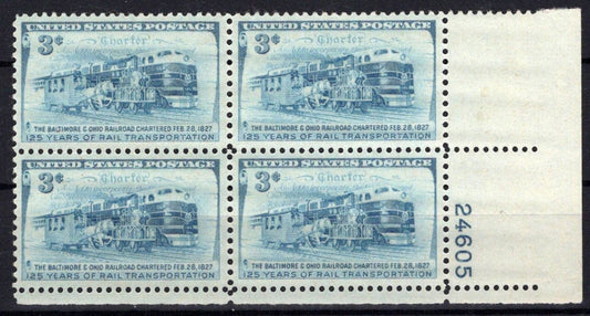 United States 1006 MNH Plate Block B. & O. Railroad ZAYIX STAMPS 0825S1630